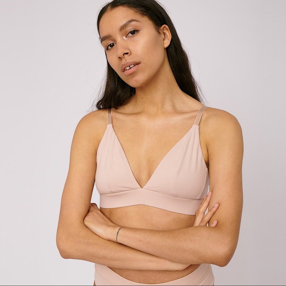 NWT Organic Basics Triangle Bra, Small, Rose Nude